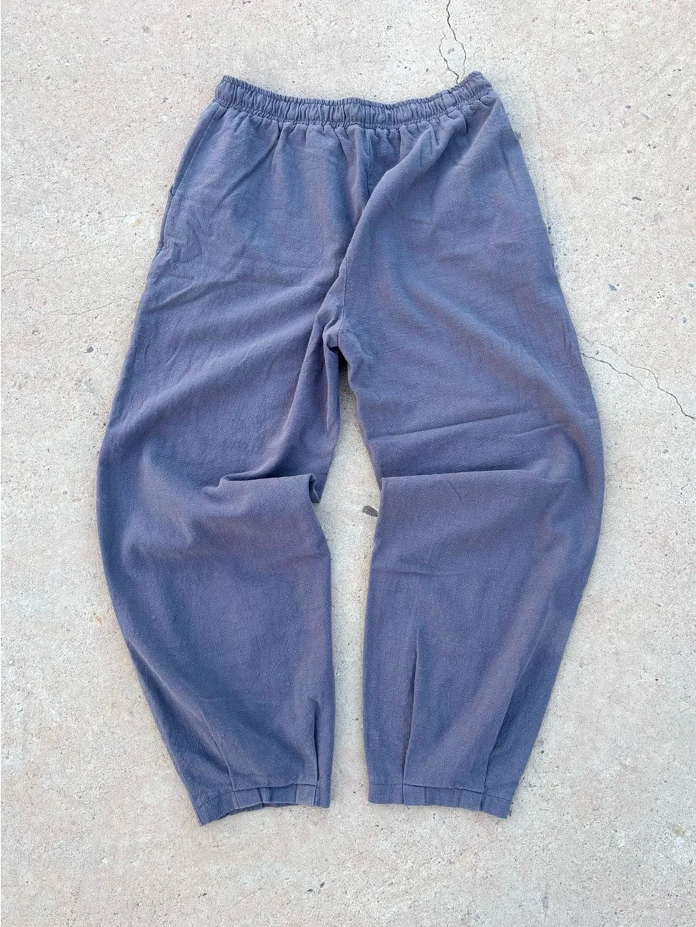 IXIMO XL Linen Cotton Barrel Pants Gray Balloon Leg Lagenlook.